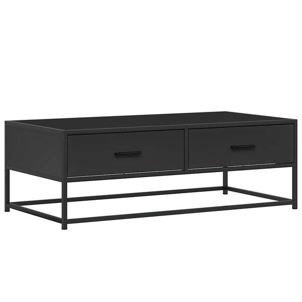 vidaXL Coffee Table Black Engineered wood, metal 39.4 x 19.7 x 13.8 in