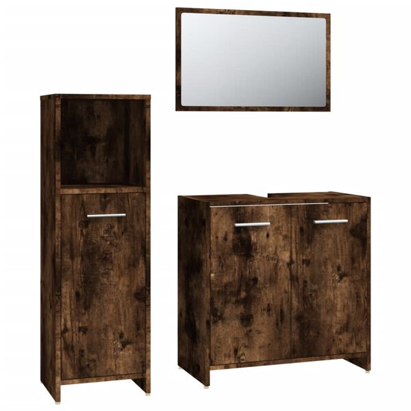 vidaXL Bathroom Furniture Set Smoked oak Engineered wood Medium