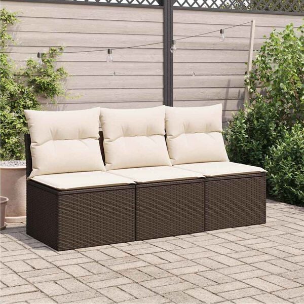 vidaXL Garden Sofa Brown, Cream White
