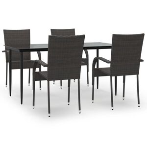vidaXL Garden Dining Set Brown PE Rattan Large Stackable