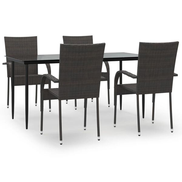 vidaXL Garden Dining Set Brown PE Rattan Large Stackable