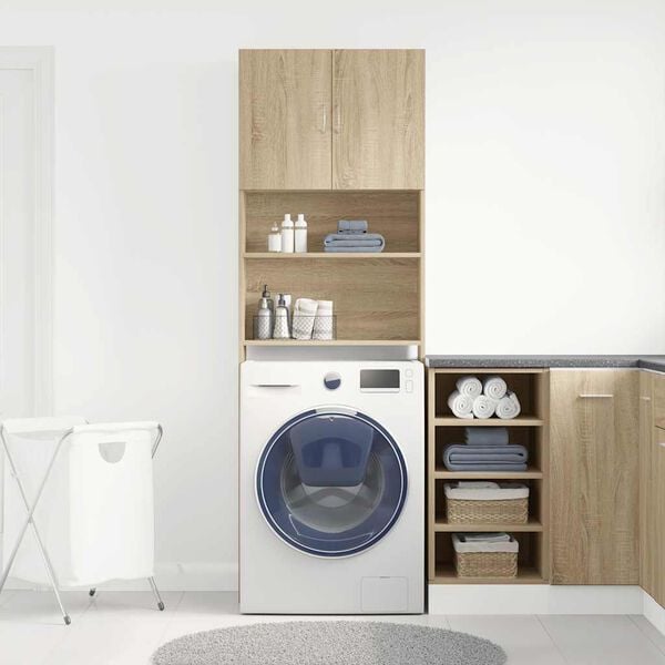 vidaXL Washing Machine Cabinet Sonoma Oak 25.2x9.4x74.8" Engineered Wood