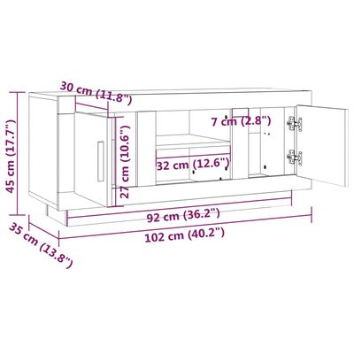 vidaXL TV Stand White and Sonoma Oak 40.2"x13.8"x17.7" Engineered Wood