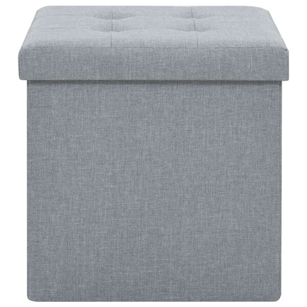 vidaXL Storage Stool Light Gray Faux linen, MDF, Foam Medium Foldable