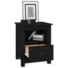 vidaXL Bedside Cabinet Set of 2 Black Solid Pine Wood Medium Storage