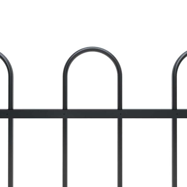 vidaXL Garden Fence with Hoop Top Steel 211.4"x31.5" Black