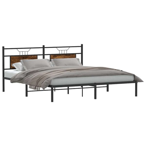 vidaXL Bed Frame Smoked Oak Engineered wood, steel Full Bed Frame
