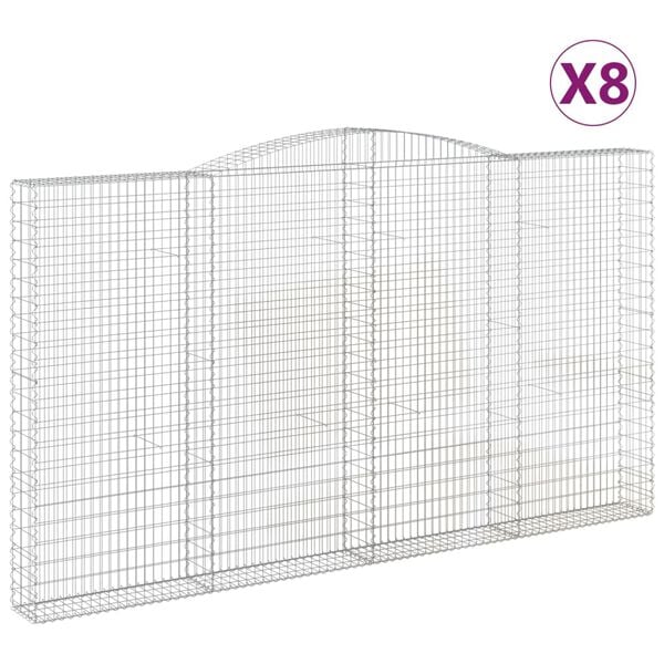 vidaXL Gabion Basket Set of 8 Silver Galvanized Iron Extra Large