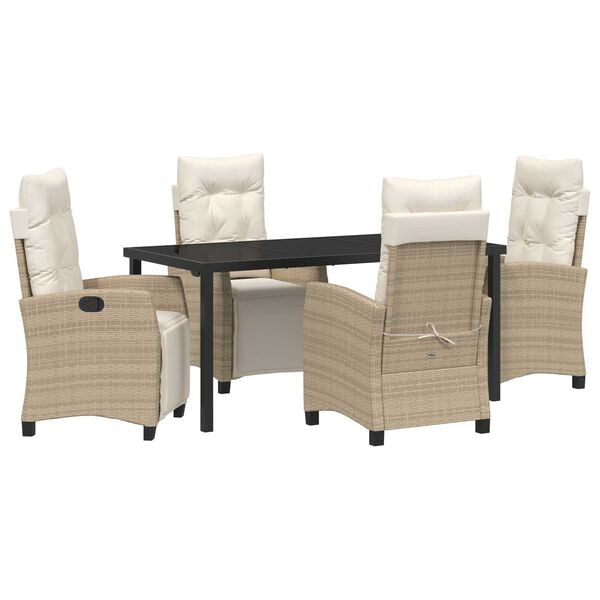 vidaXL Garden Dining Set 5 pcs Beige poly rattan