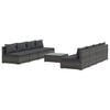 vidaXL Garden Lounge Set Grey PE rattan, powder-coated steel, plastic, glass