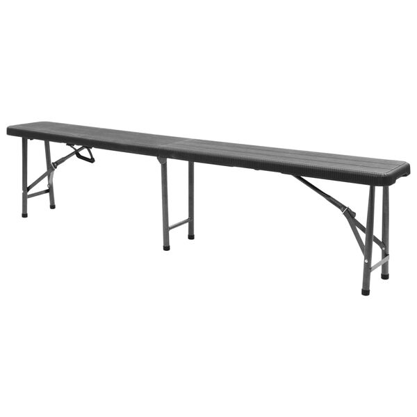 vidaXL Garden Bench Set of 2 Black Powder-coated steel, HDPE 70.9 in