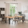 vidaXL Dining Table Light Brown Solid Oak Wood, Powder-Coated Steel Large