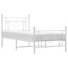 vidaXL Bed Frame White Steel Single Bed Frame Rectangular Modern