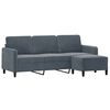 vidaXL 3-seater Sofa With Footstool Dark Gray Velvet 3-Seater