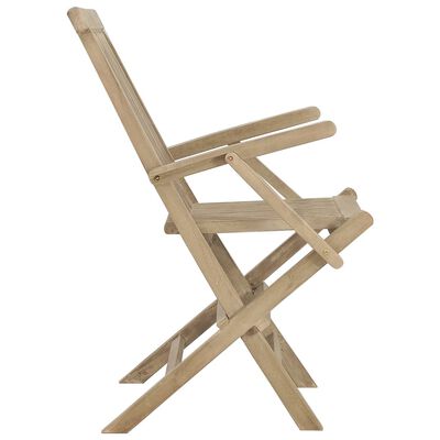 vidaXL Folding Patio Chairs 2 pcs Gray 22"x24"x35" Solid Wood Teak