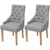 vidaXL Dining Chair Set of 2 Light Grey Polyester upholstery, Oak legs