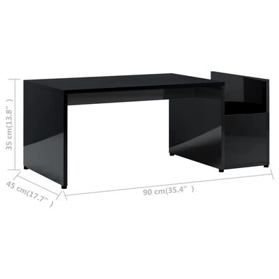 vidaXL Coffee Table High Gloss Black 35.4"x17.7"x13.8" Chipboard