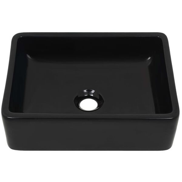 vidaXL Basin Ceramic Rectangular Black 16.1x11.8x4.7"