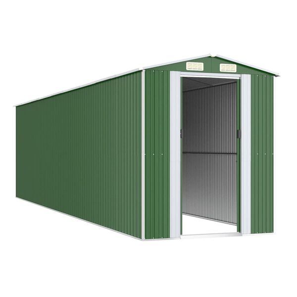 vidaXL Garden Shed Green Galvanized Steel Large Sliding Components