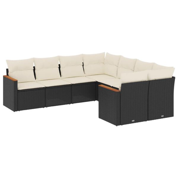 vidaXL Garden Sofa Set Black, Cream White