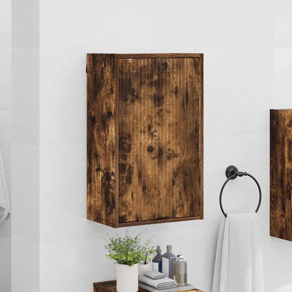 vidaXL Bathroom Cabinet with Door Smoked Oak 15.35 x 9.25 x 25.59 in