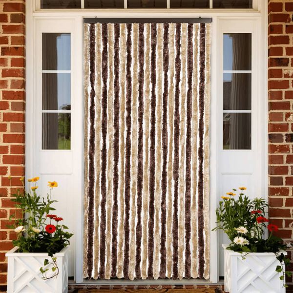 vidaXL Insect Curtain Beige and Light Brown 35.4x86.6" Chenille