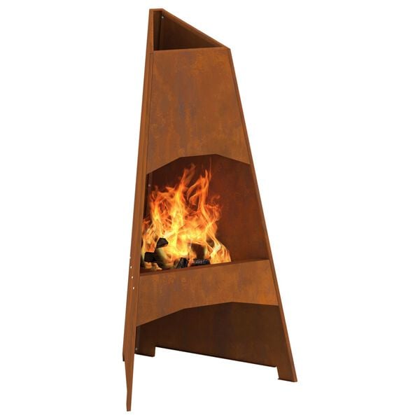vidaXL Fire Pit Brown 19.69 x 19.69 x 37.40 in Steel