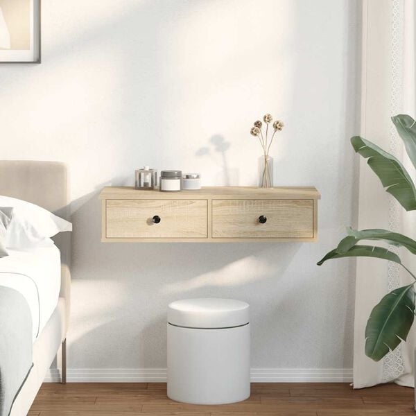 vidaXL Wall Shelf Sonoma oak Engineered wood Medium Wall Shelf