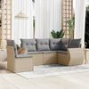 vidaXL Garden Sofa Set Beige PE rattan, powder-coated steel, fabric Large