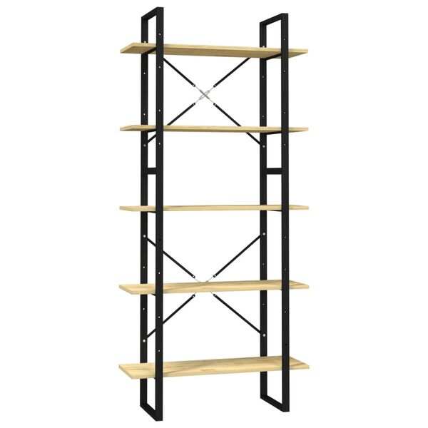 vidaXL Book Cabinet Pine and Black Pine wood and metal Compact