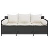 vidaXL Garden Sofa Black PE Rattan, Powder-Coated Steel 3-Seater