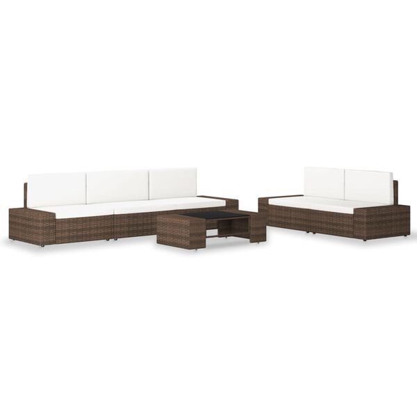 vidaXL Garden Lounge Set Brown and Cream White