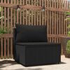 vidaXL Patio Middle Sofa Black PE Rattan, Powder-Covered Steel, Fabric
