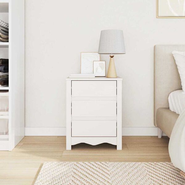 vidaXL Bedside Cabinet Drammen White 45 x 35 x 56 cm Solid pine wood
