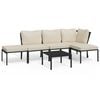vidaXL Patio Lounge Set Black, Sand Powder-coated steel, Polyester Large