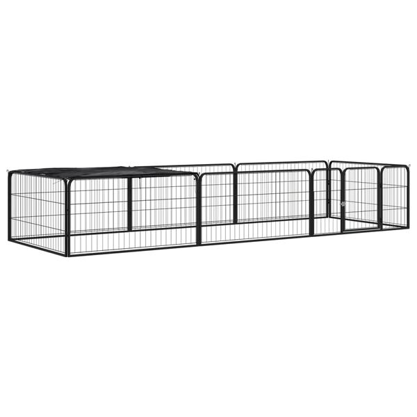 vidaXL Dog Playpen Black Powder-coated steel, Polyethylene