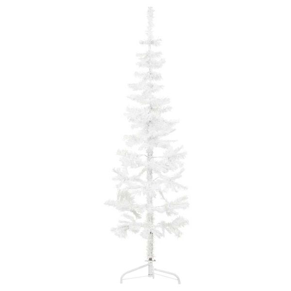 vidaXL Artificial Half Christmas Tree White PVC, Steel Slim