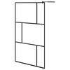 vidaXL Walk-in Shower Wall with Tempered Glass Black 45.3"x76.8"