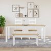 vidaXL Dining Table White Solid pine wood Large Decorative Inlays