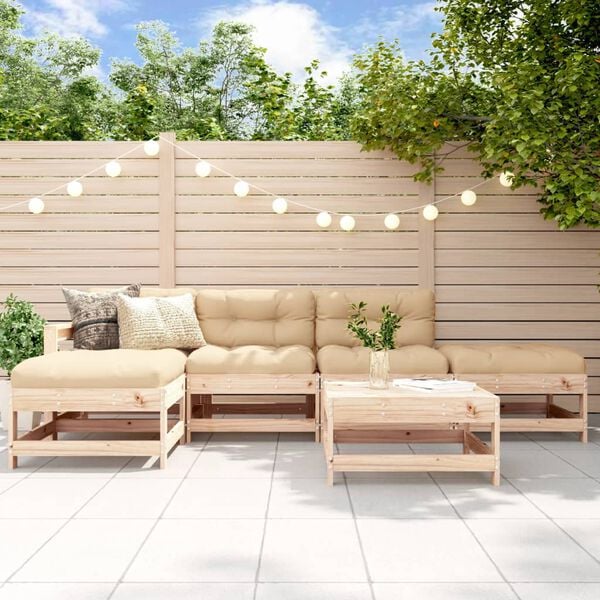 vidaXL Garden Lounge Set Natural wood Solid pine wood and plywood Medium