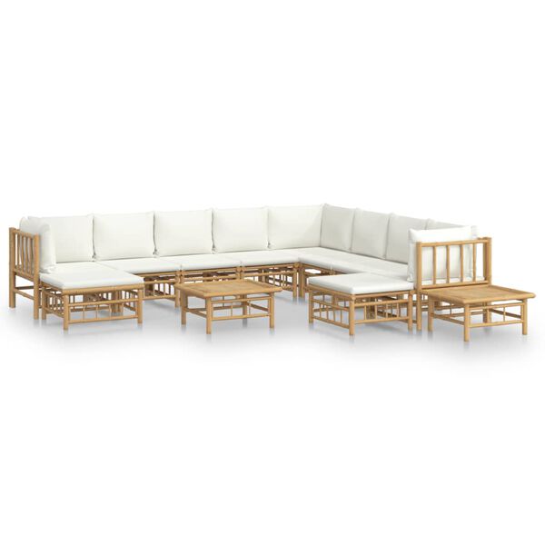 vidaXL Garden Lounge Set Cream White Bamboo Medium Modular