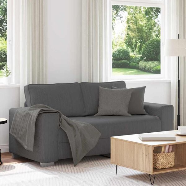 vidaXL Loveseat Sofa Dark Gray 80% Polyester, 20% Nylon Medium Durable