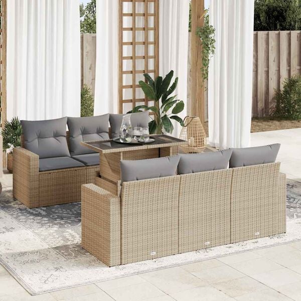 vidaXL Garden Sofa Set Beige, Light Grey