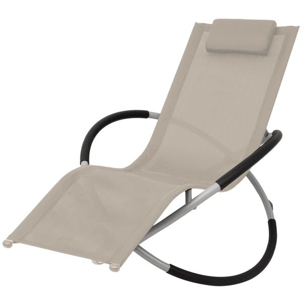 vidaXL Sun Lounger Black (frame) and cream (fabric)