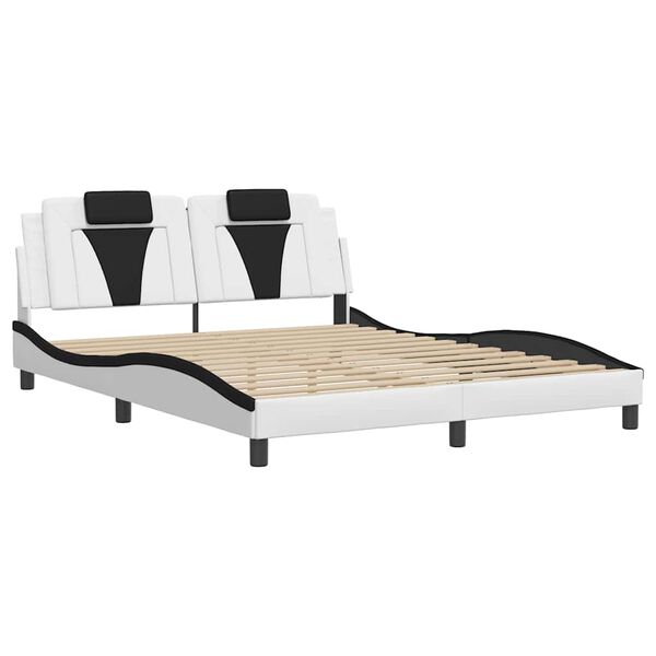 vidaXL Bed Frame "Viana" without Mattress White and Black 63"x78.7" Faux Leather