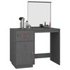 vidaXL Dressing Table Grey Solid pine wood, acrylic Medium