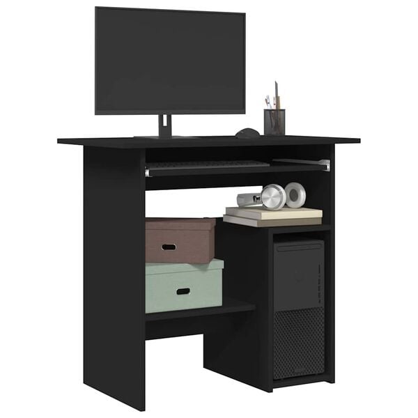 vidaXL Desk Black Engineered wood Compact Desk Rectangular Modern
