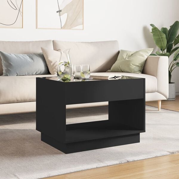 vidaXL Coffee Table Black Engineered wood, glass 27.6 x 19.7 x 19.7 in