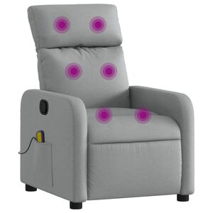 vidaXL Massage Recliner Chair Light Grey Fabric