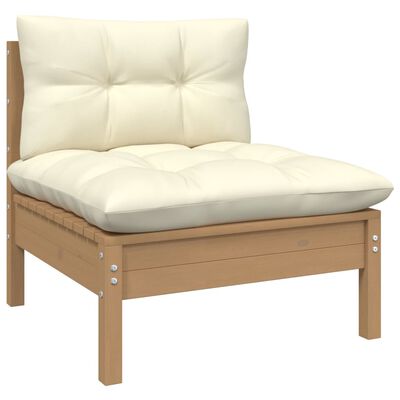 vidaXL 5 Piece Patio Lounge Set with Cushions Honey Brown Pinewood